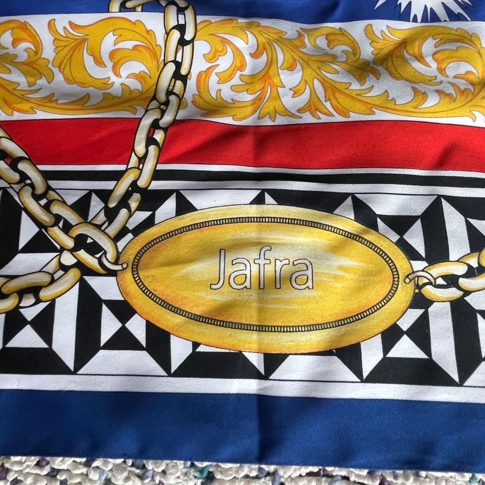 Jafra Cosmetics Scarf Temps Fugit Adorisse Italian Iverson Designer Blue Vintage - Picture 5 of 12